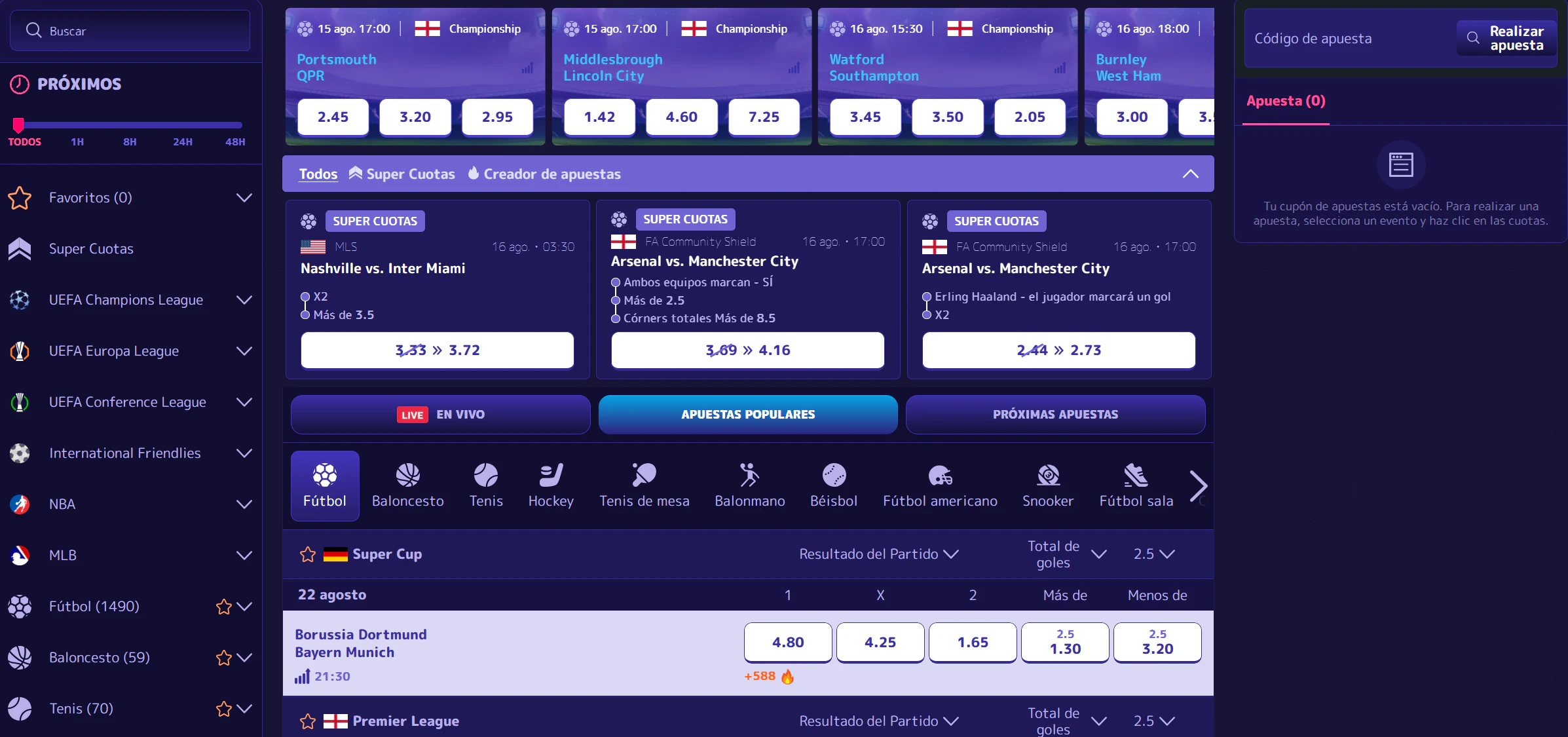 Apuestas deportivas y eSports en Alf Casino